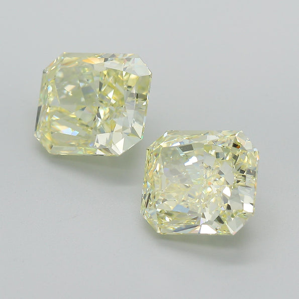GIA Certified 10.52 Carat Fancy Light Yellow Radiant Cut Diamond Pair Loose