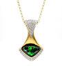 GIA Certified 11 Carat Triangle Cut Tsavorite Diamond 18K Gold Pendant Necklace