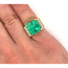 GIA Certified 13 Carat Colombian Emerald Men's Ring in 18K Gold With Princess Cut Diamonds