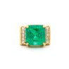 GIA Certified 13 Carat Colombian Emerald Men's Ring in 18K Gold With Princess Cut Diamonds