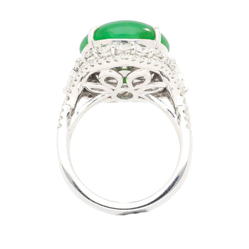 GIA Certified 14.68 Carat Grade A Jadeite Jade Ring with Diamond in 18K Gold – Assay Jewelers