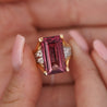 GIA Certified 15.07 Carat Emerald Cut Pink Tourmaline and Diamond Ring