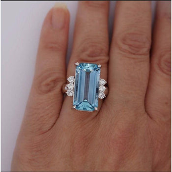 GIA Certified 16.70 Carat Aquamarine and Diamond Vintage Cocktail Ring – Assay Jewelers