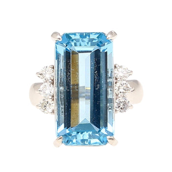 GIA Certified 16.70 Carat Aquamarine and Diamond Vintage Cocktail Ring – Assay Jewelers