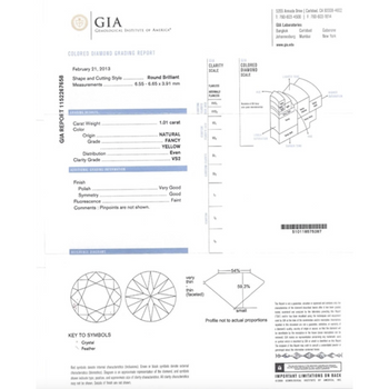 GIA Certified 1.01 Carat Round Cut Fancy Yellow Diamond Ring – Assay Jewelers