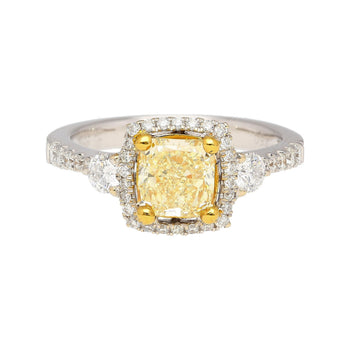 GIA Certified 1.24 Carat Radiant Cut Yellow (Y-Z) Diamond Engagement Ring in 18K White Gold – Assay Jewelers