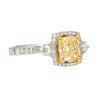 GIA Certified 1.24 Carat Radiant Cut Yellow (Y-Z) Diamond Engagement Ring in 18K White Gold