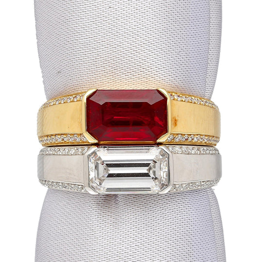 GIA Certified 1.33 Carat Emerald Cut D/VVS2 Diamond East West Band Ring