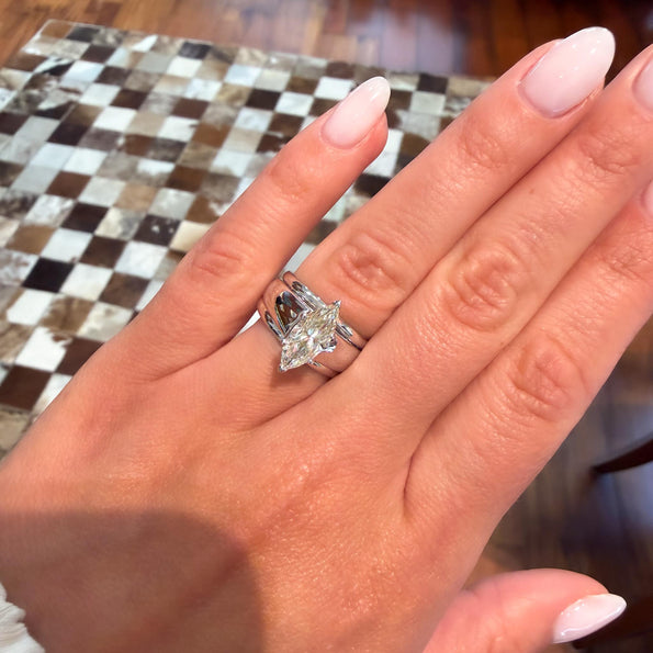 GIA Certified 1.46 Carat Marquise Diamond M/VVS2 Platinum Wide Band Ring