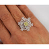 GIA Certified 1.52 Carat Fancy Greenish Yellow Diamond Briolette Snowflake Ring