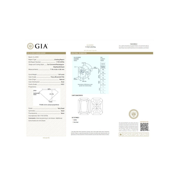 GIA Certified 1.69 Carat Fancy Pink Diamond Engagement Ring