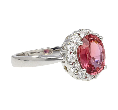 GIA Certified 1.81 Carat No-heat Padparadscha Sapphire & Diamond Ring