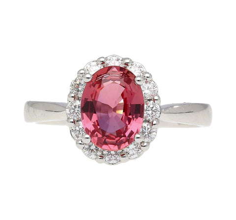 GIA Certified 1.81 Carat No-heat Padparadscha Sapphire & Diamond Ring