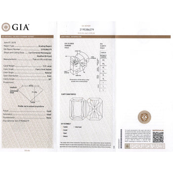 GIA Certified 2 Carat Fancy Vivid Yellow Radiant Cut Diamond 3-Stone Ring With Half Moon Diamond Side Stones – Assay Jewelers