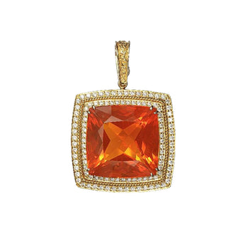 GIA Certified 20.61 Carat Orange Opal 18K Gold Diamond Pendant Necklace – Assay Jewelers