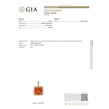 GIA Certified 20.61 Carat Orange Opal 18K Gold Diamond Pendant Necklace – Assay Jewelers