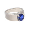 GIA Certified 2.23 Carat Square Cut Blue Sapphire Men's Matte Finish 18K Ring