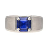 GIA Certified 2.23 Carat Square Cut Blue Sapphire Men's Matte Finish 18K Ring