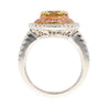 GIA Certified 2.30 Carat Fancy Brownish Greenish Yellow Diamond Round Double Halo Ring