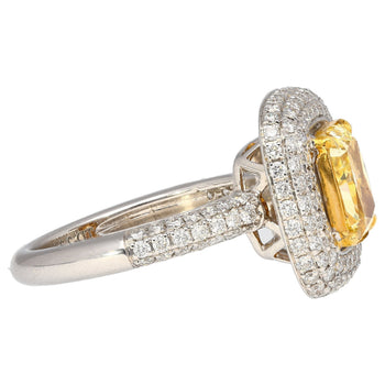 GIA Certified 2.35 Fancy Yellow Diamond Ring With 1.0 CTW Diamond Cluster in 18K White Gold – Assay Jewelers