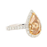 GIA Certified 2.53 Carat Pear Cut Brown Diamond Halo Pave Engagement Ring