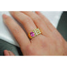 GIA Certified 2.77 Carat Oval Cut Pink Sapphire Square Shape Ring in Half Bezel and Channel Setting