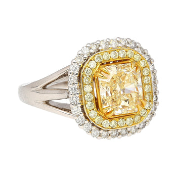 GIA Certified 2.79 Carat Fancy Light Yellow Radiant Cut Diamond 18K Gold Ring – Assay Jewelers