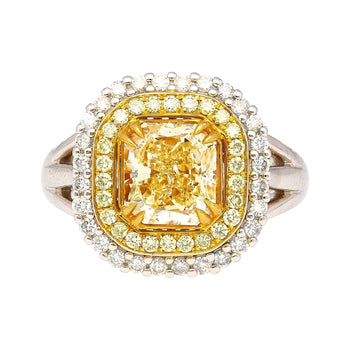 GIA Certified 2.79 Carat Fancy Light Yellow Radiant Cut Diamond 18K Gold Ring – Assay Jewelers