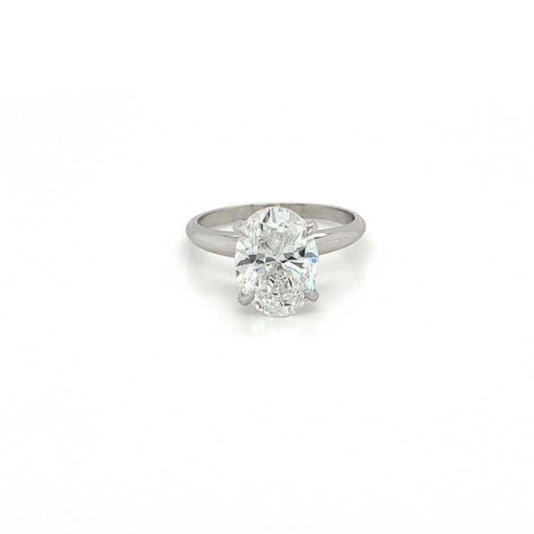 GIA Certified 3 Carat Oval Lab Grown Diamond Solitaire Ring
