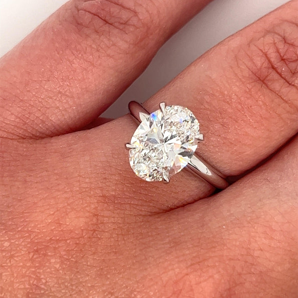 GIA Certified 3 Carat Oval Lab Grown Diamond Solitaire Ring
