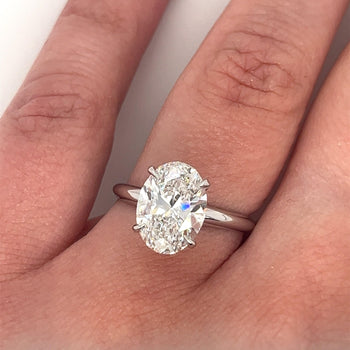 GIA Certified 3 Carat Oval Cut Lab Grown CVD Diamond Solitaire Engagement Ring in 14K White Gold – Assay Jewelers