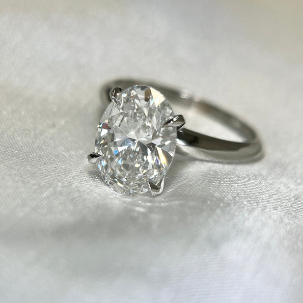 GIA Certified 3 Carat Oval Lab Grown Diamond Solitaire Ring
