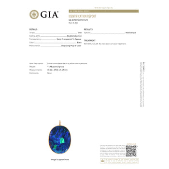 GIA Certified 35 Carat Marcus & Co Australian Black Opal in 18K Gold Pendant – Assay Jewelers