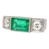 GIA Certified 3.10 Carat No Oil Muzo Colombian Emerald & Old Cut Diamond Ring