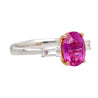 GIA Certified 3.2 Carat No Heat Pink Sapphire Oval and Diamond 3 Stone Ring