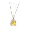 GIA Certified 3.28 Carat Fancy Intense Yellow Shield Kite Cut Natural Diamond Pendant Necklace