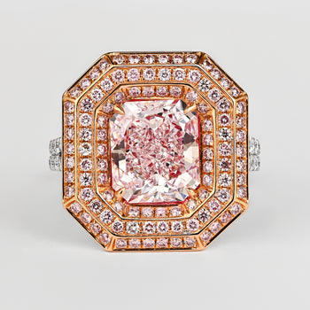 GIA Certified 3.48 Carat Radiant Cut Light Pink Diamond Ring in 18K White Gold – Assay Jewelers