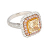 GIA Certified 3.51 Carat Fancy Brownish Yellow Diamond Ring with Pink and White Diamond Halo