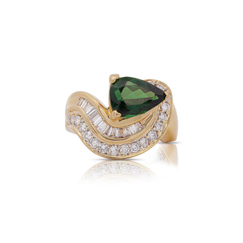 GIA Certified 3.55ct Pear Cut Tsavorite Diamond Cocktail Ring – Assay Jewelers