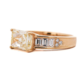 GIA Certified 3.86 Carat Yellow Diamond East West Ring 18K Gold – Assay Jewelers