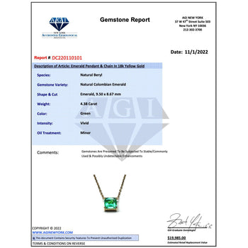 Collier à maillons flottants en or 18K avec émeraude colombienne de 4,38 carats – Assay Jewelers