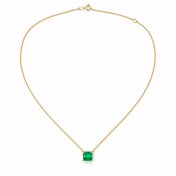 Collier flottant à maillons en or 18K avec émeraude colombienne de 4,38 carats certifiée GIA – Assay Jewelers