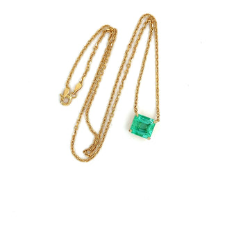 Émeraude colombienne de 4,38 carats en or 18K, collier flottant à maillons – Assay Jewelers