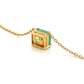 4,38 carats d’émeraude colombienne en or 18K, collier flottant à maillons connectés – Assay Jewelers