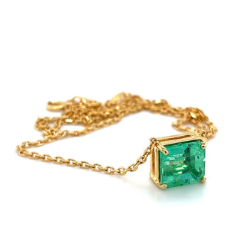 Collier flottant avec maillons en or 18K et émeraude colombienne de 4,38 carats – Assay Jewelers