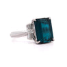 GIA Certified 4.58 Carat Emerald Cut Indicolite Tourmaline Diamond Platinum Ring