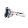 GIA Certified 4.58 Carat Emerald Cut Indicolite Tourmaline Diamond Platinum Ring