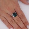 GIA Certified 4.58 Carat Emerald Cut Indicolite Tourmaline Diamond Platinum Ring