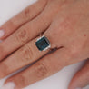 GIA Certified 4.58 Carat Emerald Cut Indicolite Tourmaline Diamond Platinum Ring
