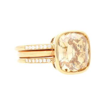 GIA Certified 5.02 Carat Cushion Cut Fancy Brown Yellow Diamond Ring in 18K Rose Gold & Detachable Bands – Assay Jewelers